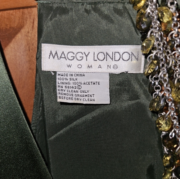 Maggy London,  green silk halter dress - Picture 6 of 6